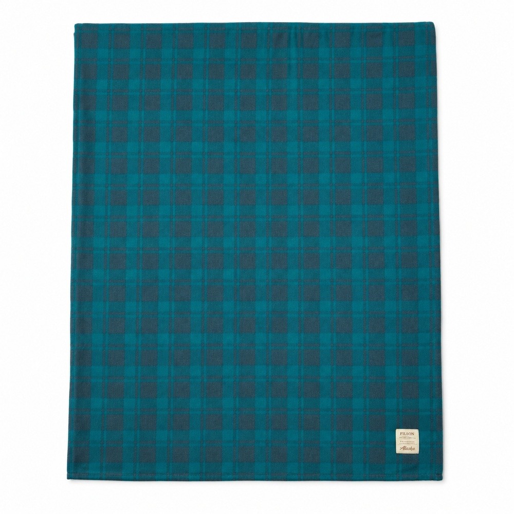 Filson Blanket Alaska Airlines Plaid Teal Green Woven Travel Throw 5T2A